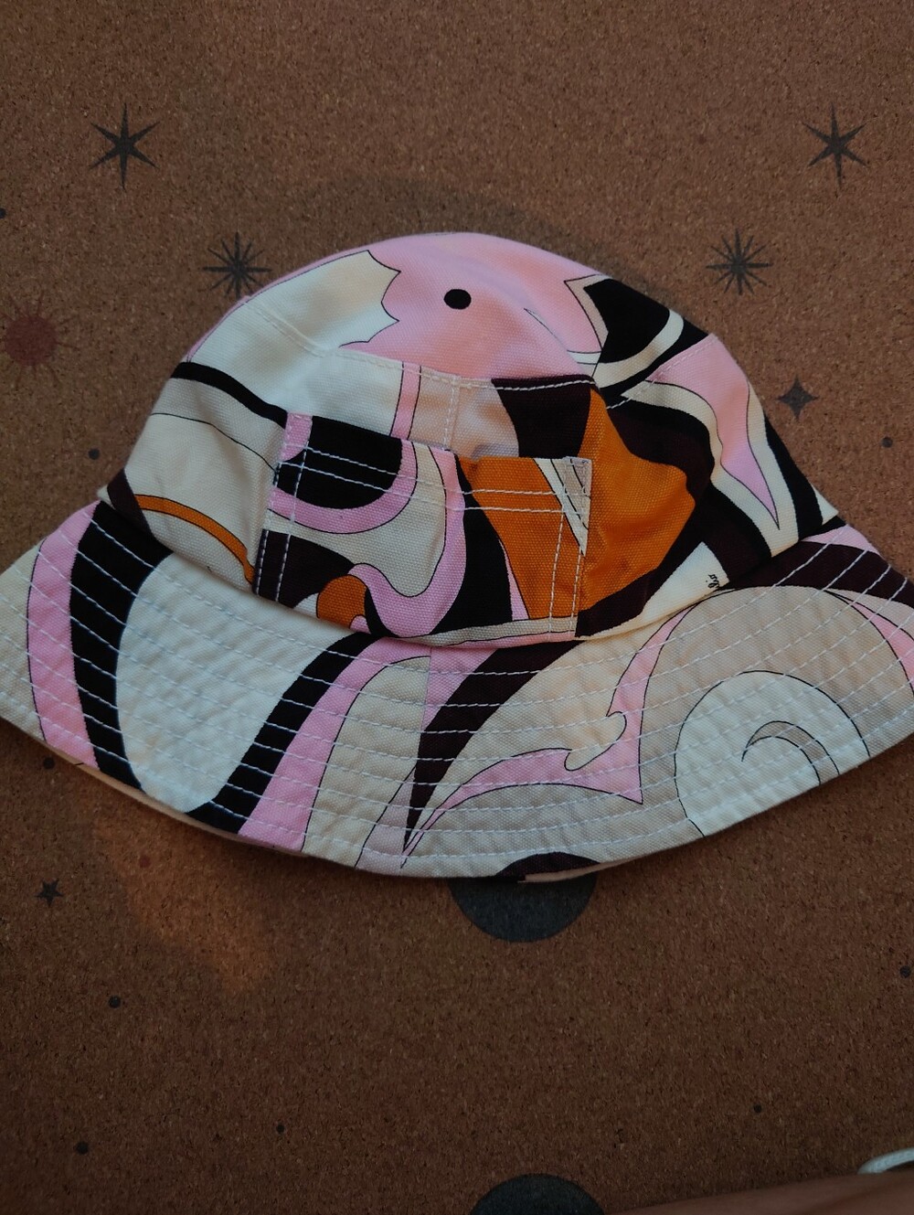 Vintage Emilio Pucci Pink, Mustard & Black Patterned Bucket Hat New Without Tags - Picture 2 of 4